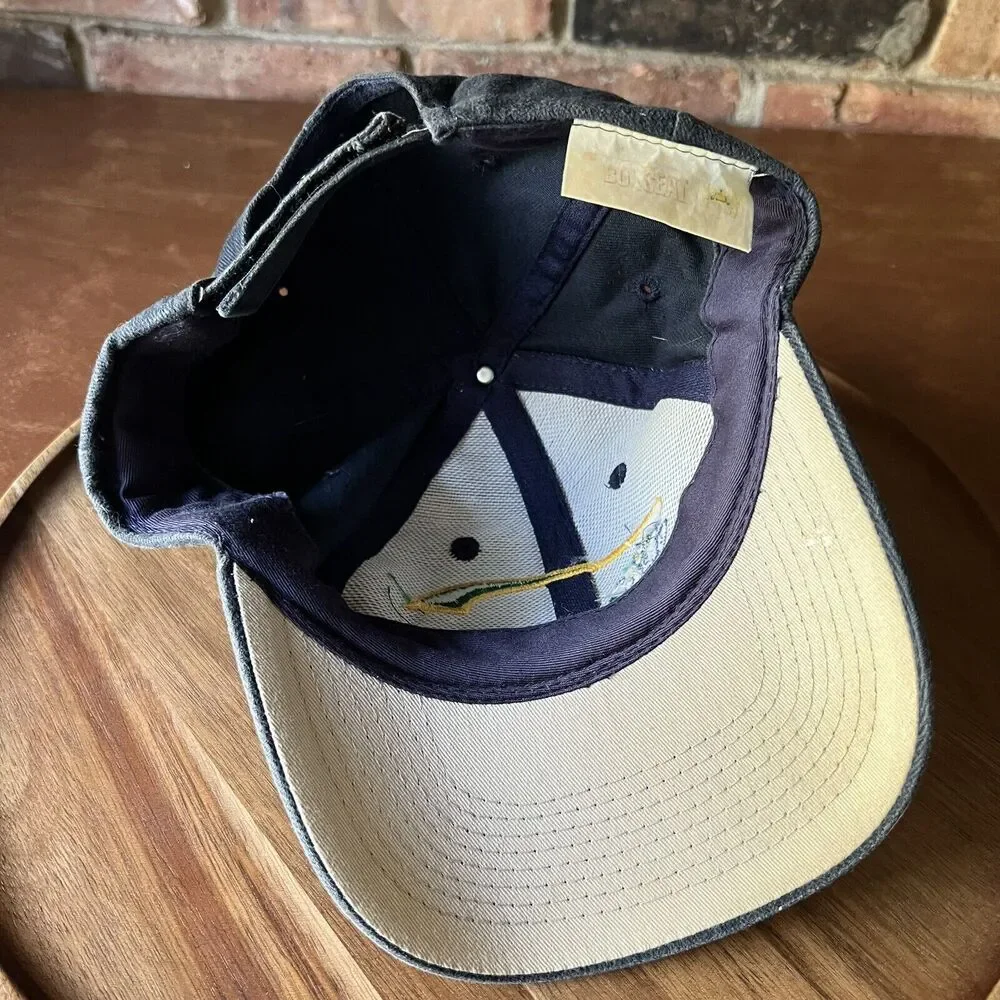 VINTAGE Thrashed Notre Dame Fighting Irish Hat Cap Strap Back Adult Blue